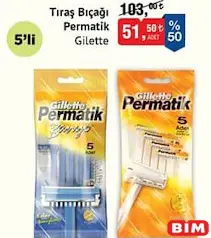 GİLLETTE PERMATİK TIRAŞ BIÇAĞI 5'Lİ fiyat ve kampanya bilgisi